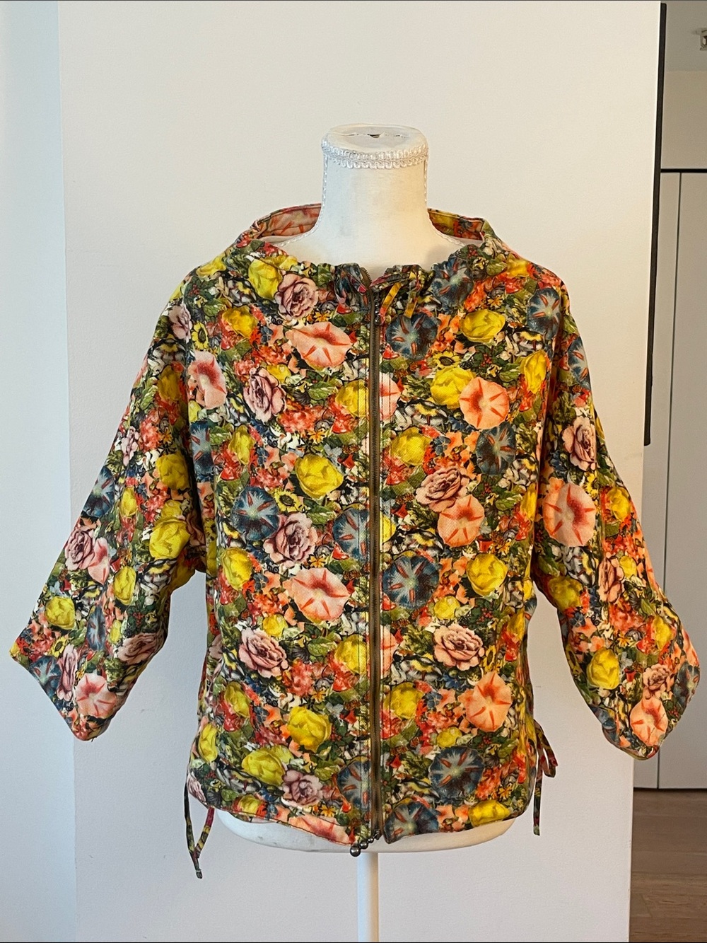 Marni Multicolor Botanical Floral Hooded Zip Jacket IT 40